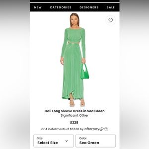 Revolve long sleeve green dress